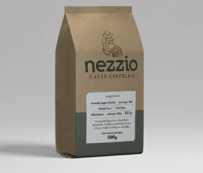 Embalagem do café Nezzio Espresso, café torrado em grãos, 500 g